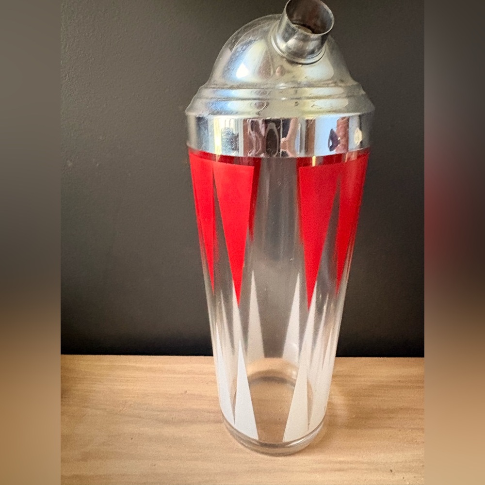 Vintage Red and Silver Cocktail Shaker